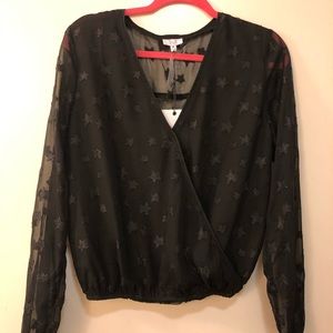 Star embellished sheer top